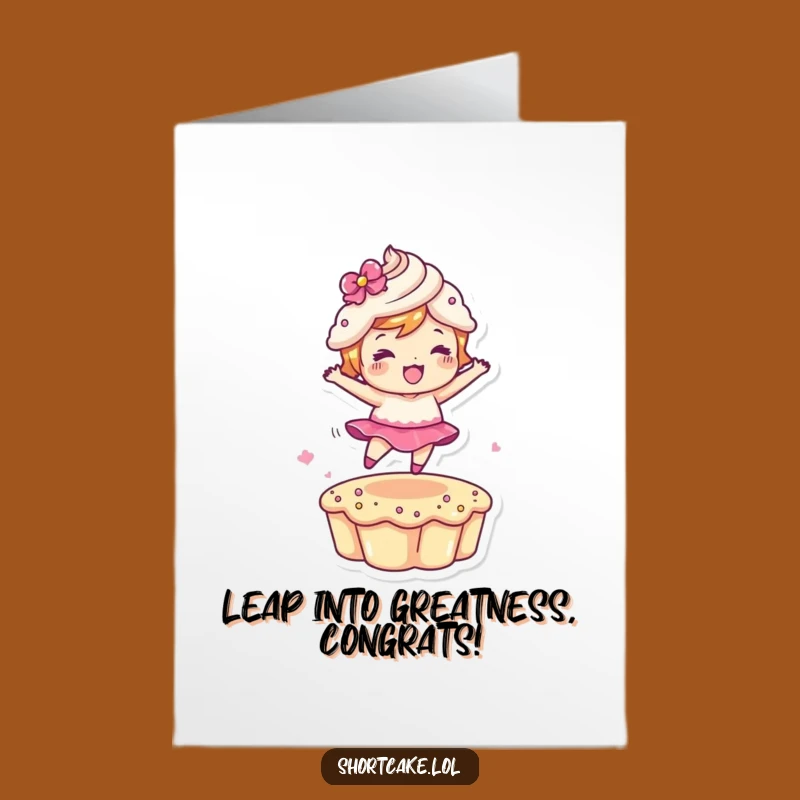 Free Printable Congrats Card: Dynamic Shortcake Leap for Celebrations