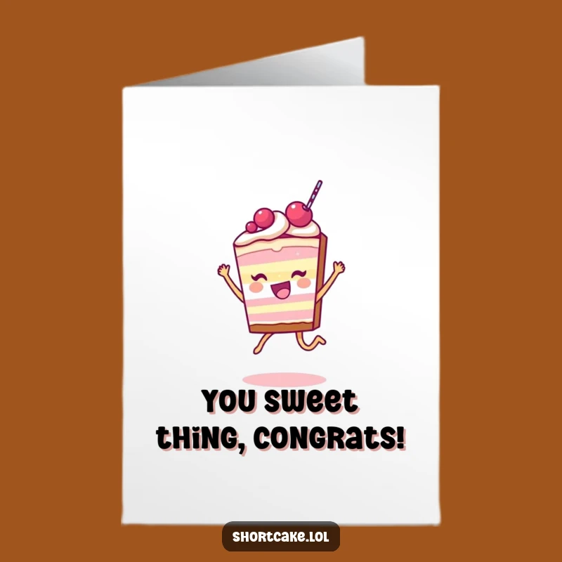Free Printable Congrats Card: Happy Shortcake Jump Funny Downloadable Gift