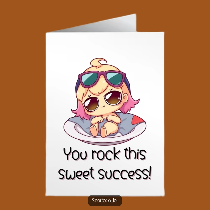 Free Printable Congrats Card: Hilarious Shortcake Relaxing, Ideal for a Chill Downloadable Gift