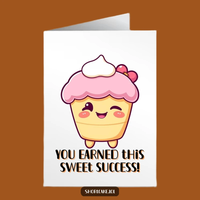 Free Printable Congrats Card: Winking Shortcake, Creamy Smile, Funny Downloadable Celebration