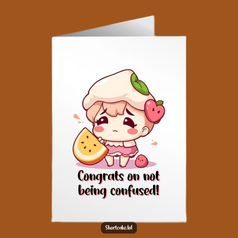 Free Printable Congratulations Card: Confused Shortcake, Funny Achievement Art