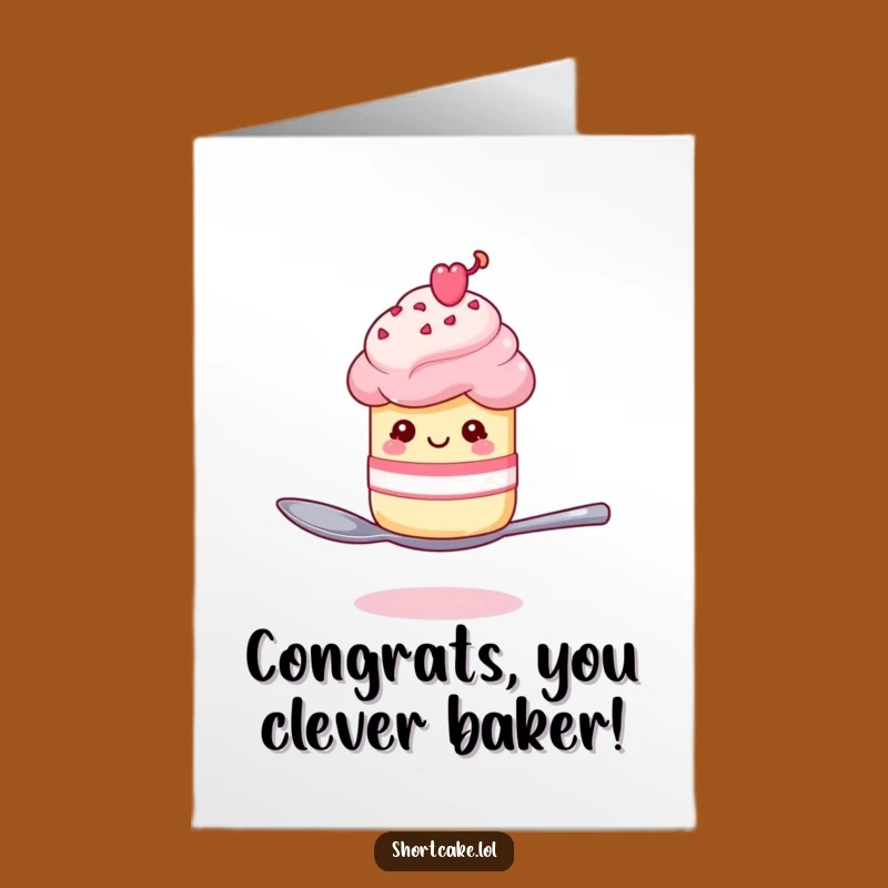 Free Printable Congratulations Card: Winking Shortcake Spoon Balance for a Clever Downloadable Gift