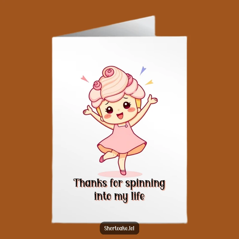 Free Printable Thank You Card: Funny Shortcake Pirouette for Expressing Gratitude