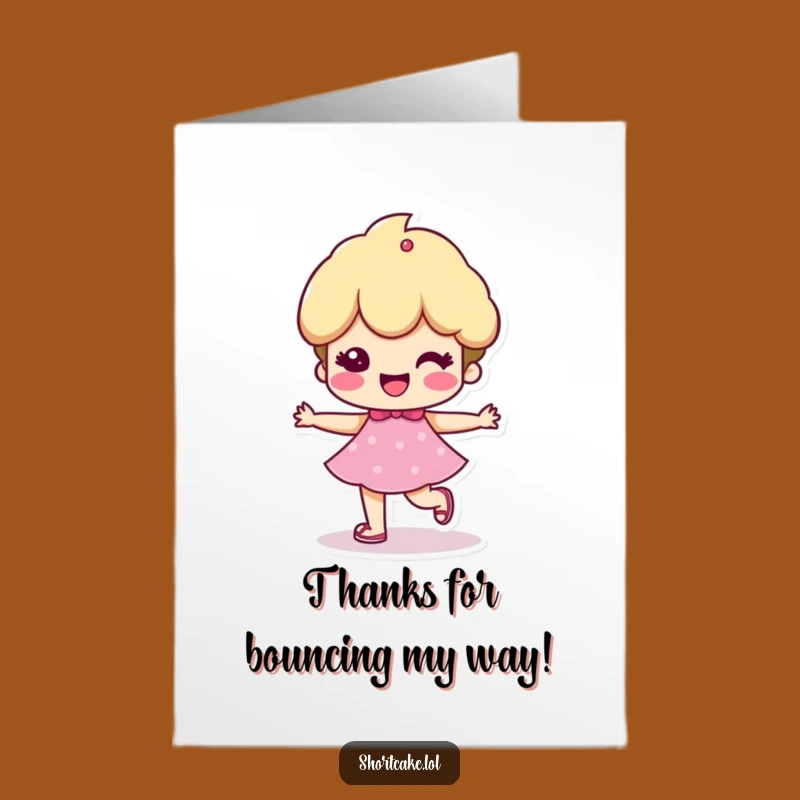 Free Printable Thank You Card: Shortcake Bouncing, Downloadable Cheerful Appreciation Gift