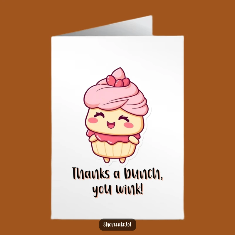 Free Printable Thank You Card: Shortcake Winking, Downloadable Playful Appreciation Gift