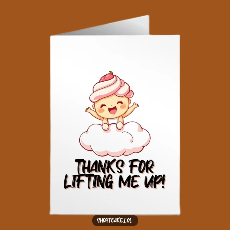 Free Printable Thank You Card: Giggling Shortcake on Cloud, Sweet Downloadable