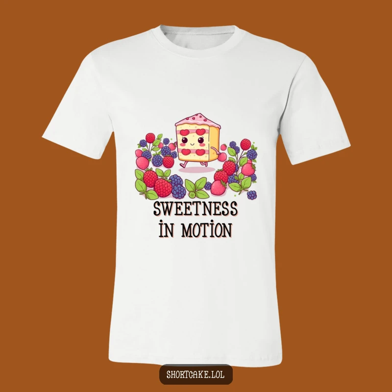 Funny Shortcake Skipping Slice T-Shirt: Wear Your Sweetness with Playful Humor