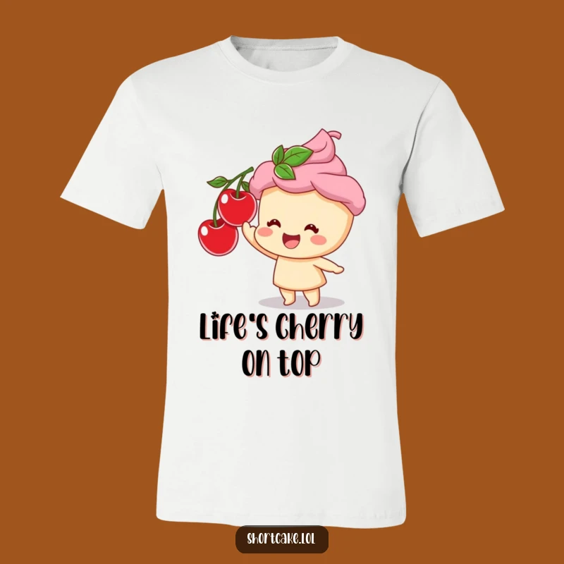 Funny Shortcake Cherry Reach T-Shirt: Wearable Dessert Humor for a Jolly Good Time