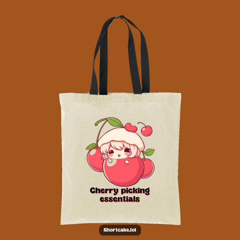 Funny Shortcake Tote Bag: Carry Your Essentials With a Cherry Peek!