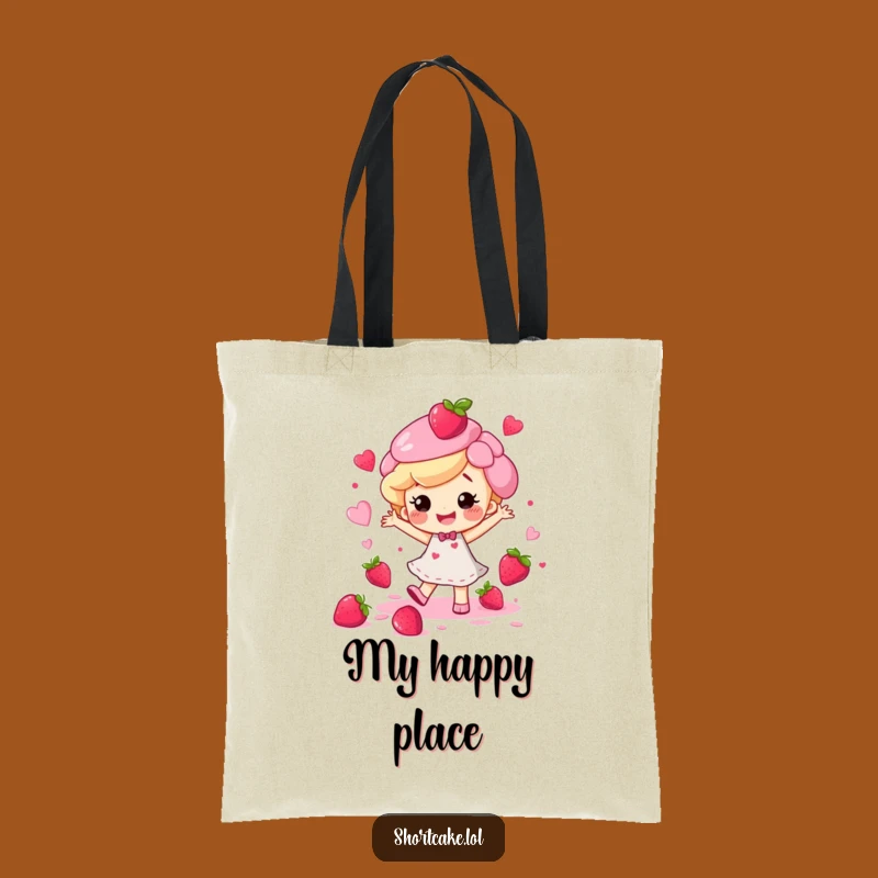 Funny Happy Shortcake Dance Tote Bag - Joyful Berry Splatter Carry-All Gift