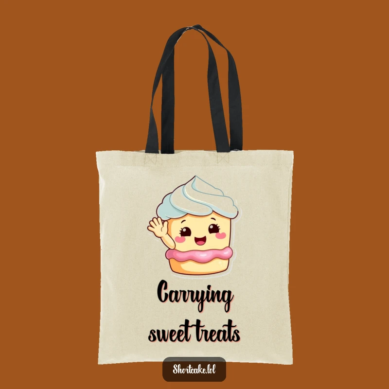 Funny Happy Shortcake Wave Tote Bag: Carry Sweetness Everywhere, Perfect Funny Gift