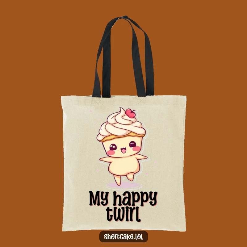 Funny Spinning Shortcake Tote Bag - Cream Topping Fun Gift
